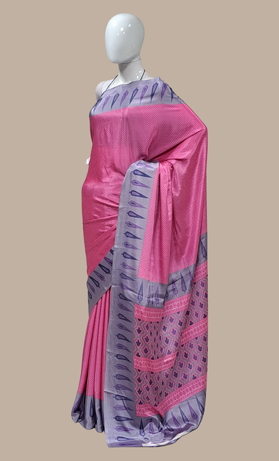 Candy Pink Printed Sari