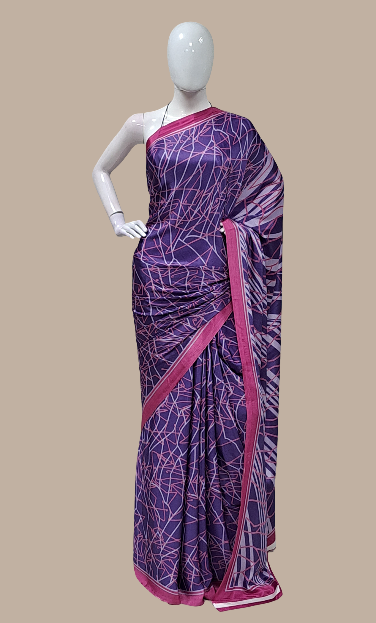 Deep Purple Printed Sari