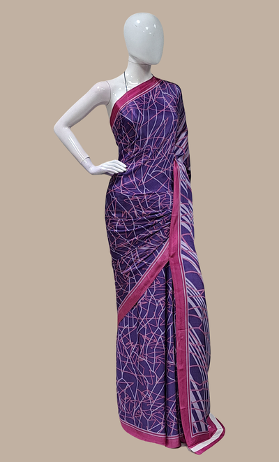 Deep Purple Printed Sari