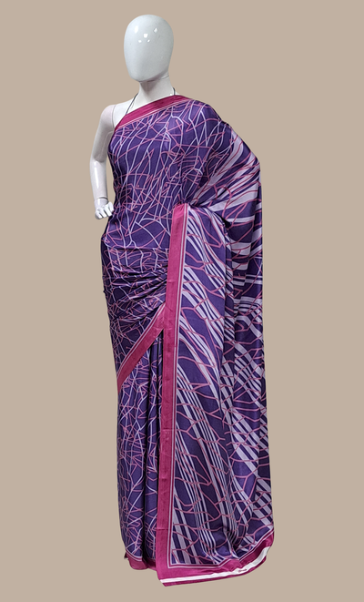 Deep Purple Printed Sari