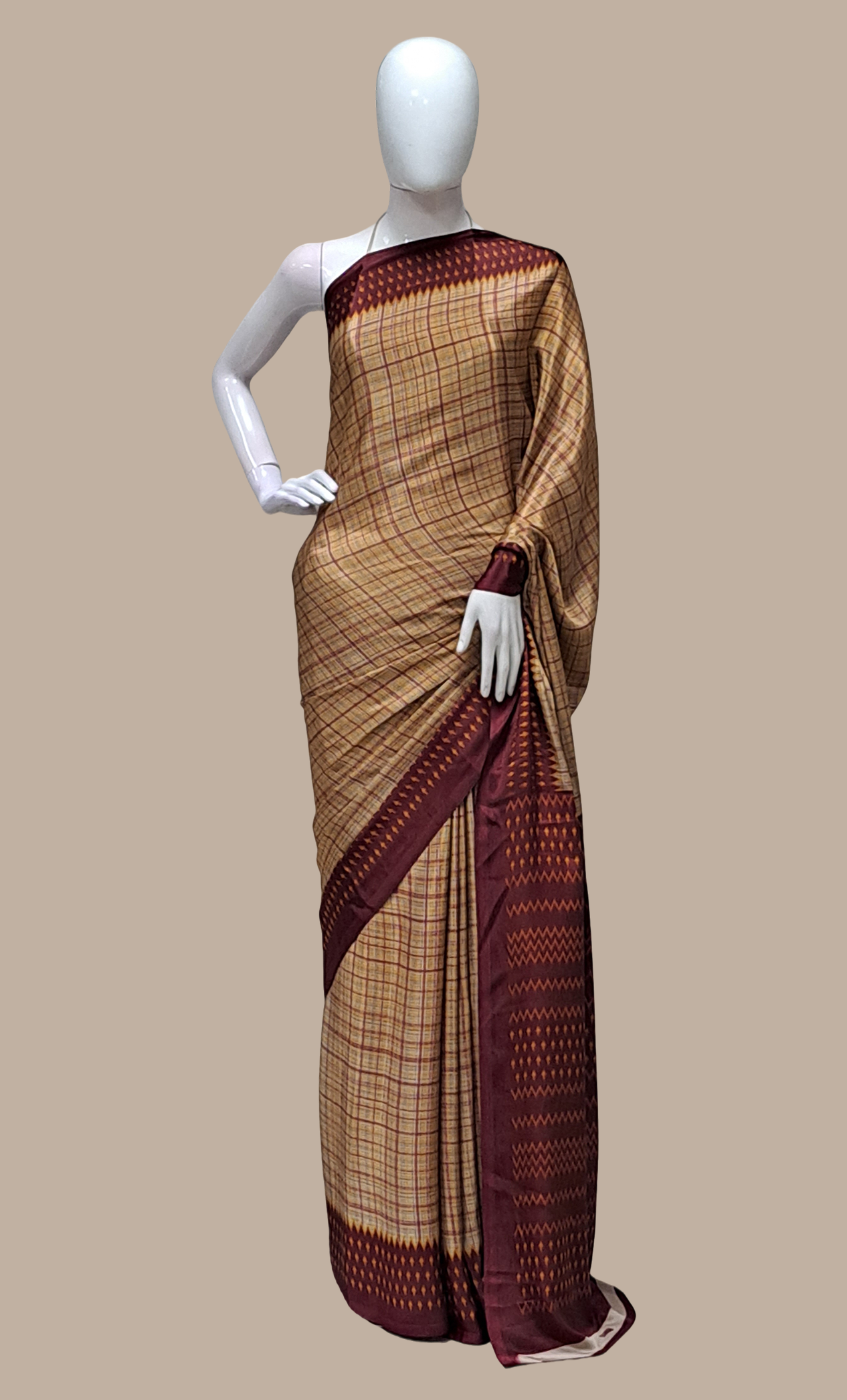 Maroon Printed Sari