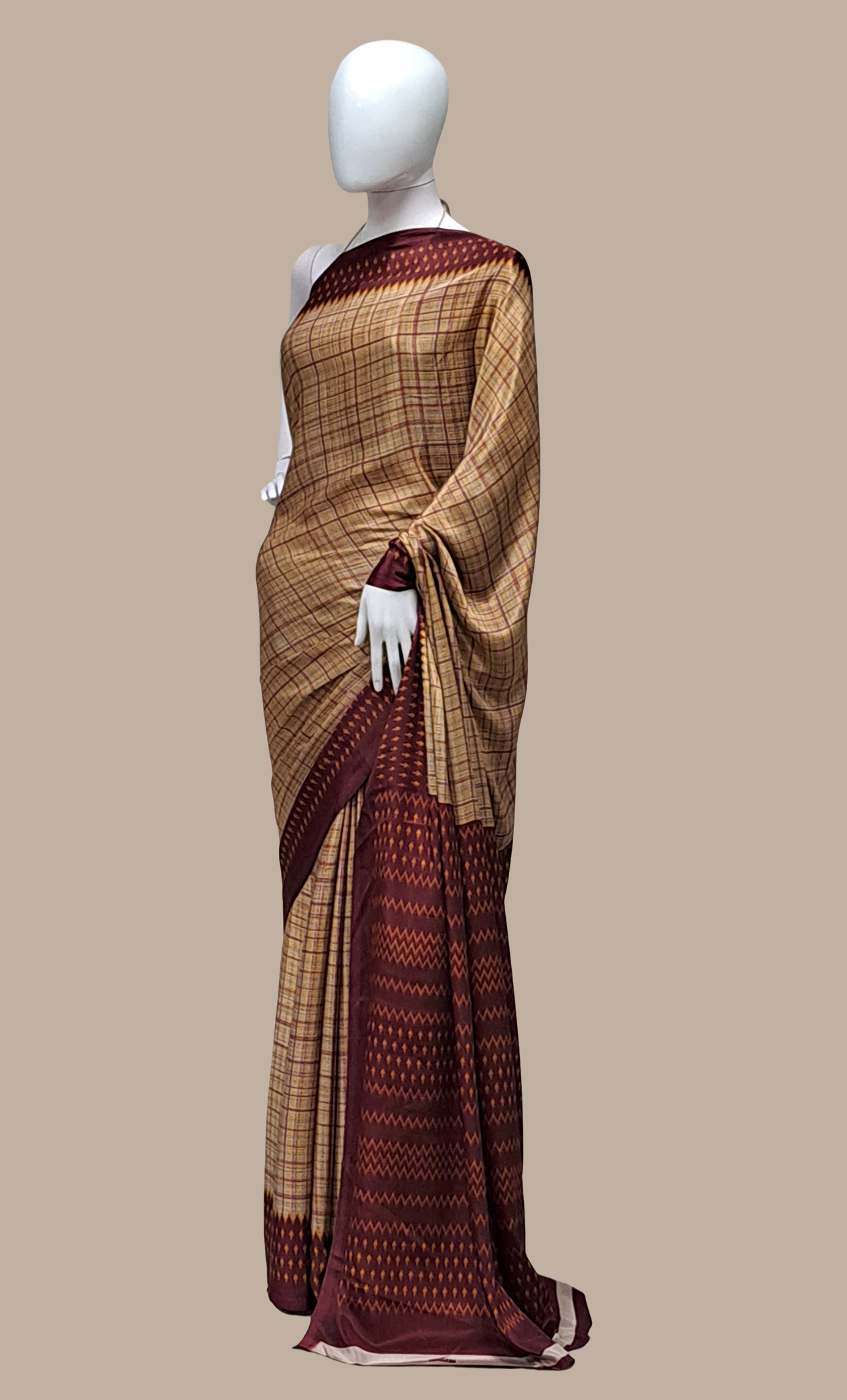 Maroon Printed Sari