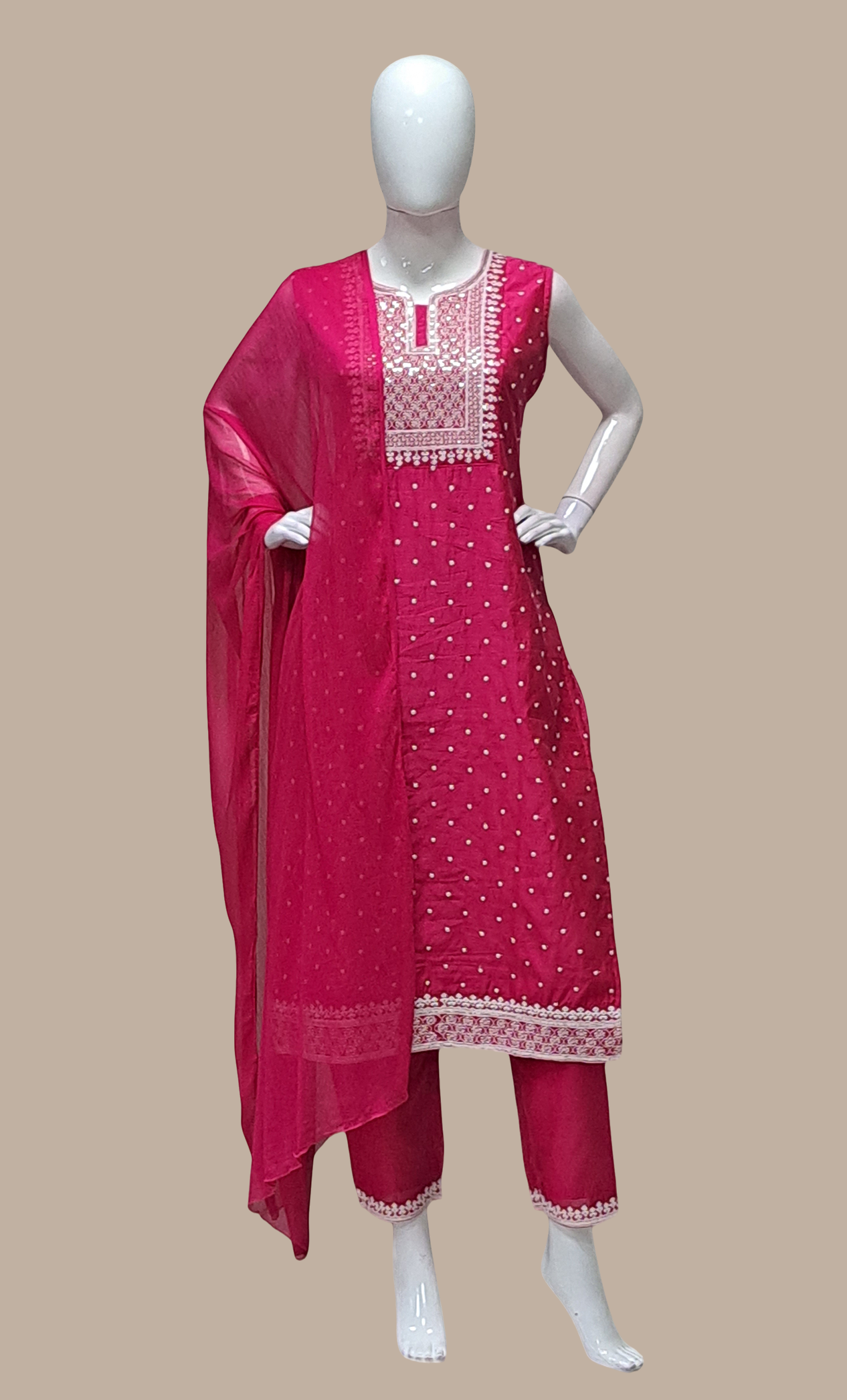 Deep Cerise Embroidered Punjabi