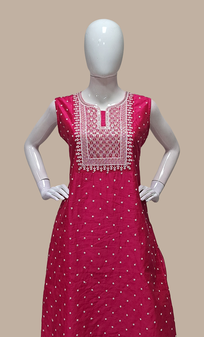 Deep Cerise Embroidered Punjabi