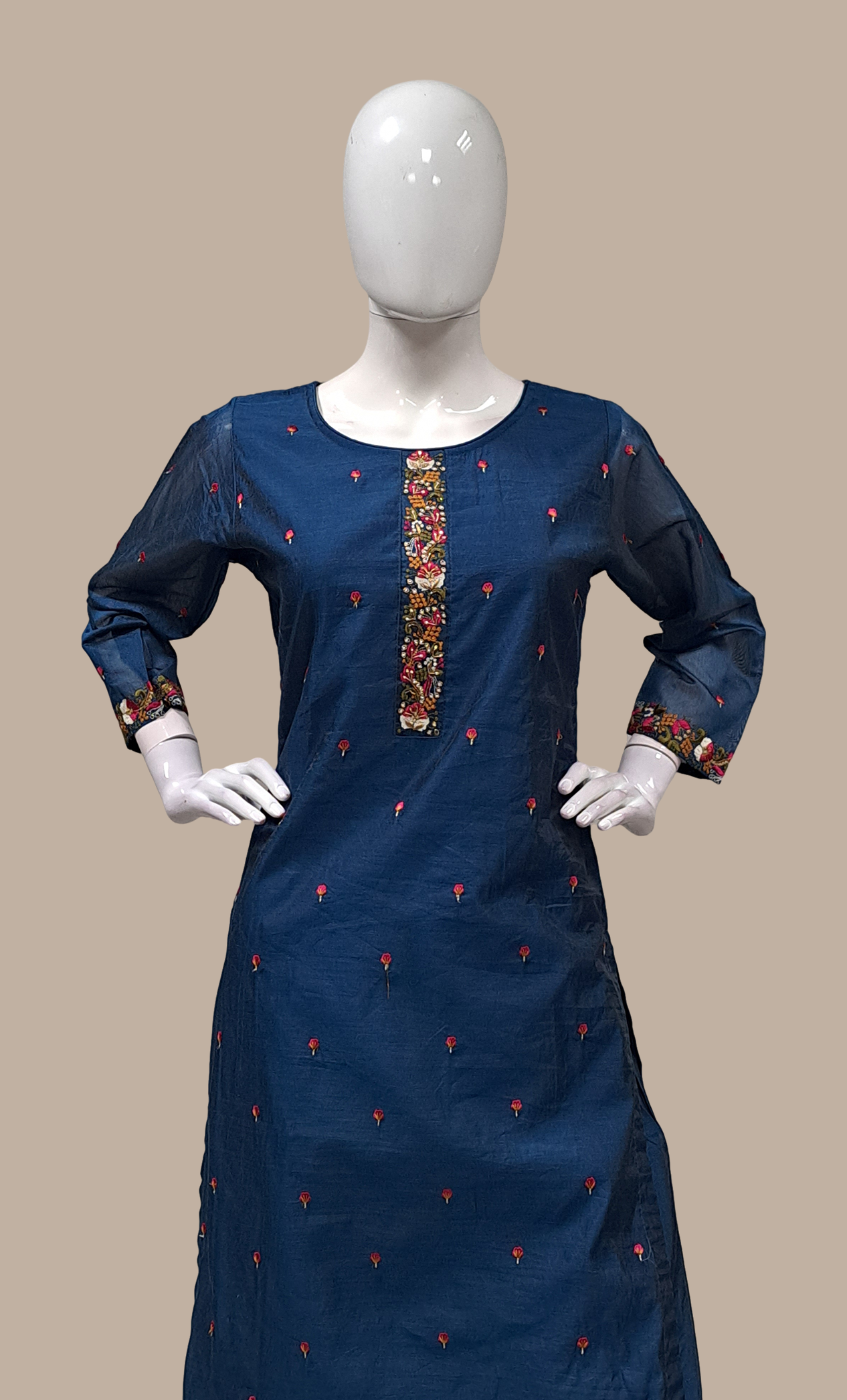 Deep Teal Embroidered Punjabi