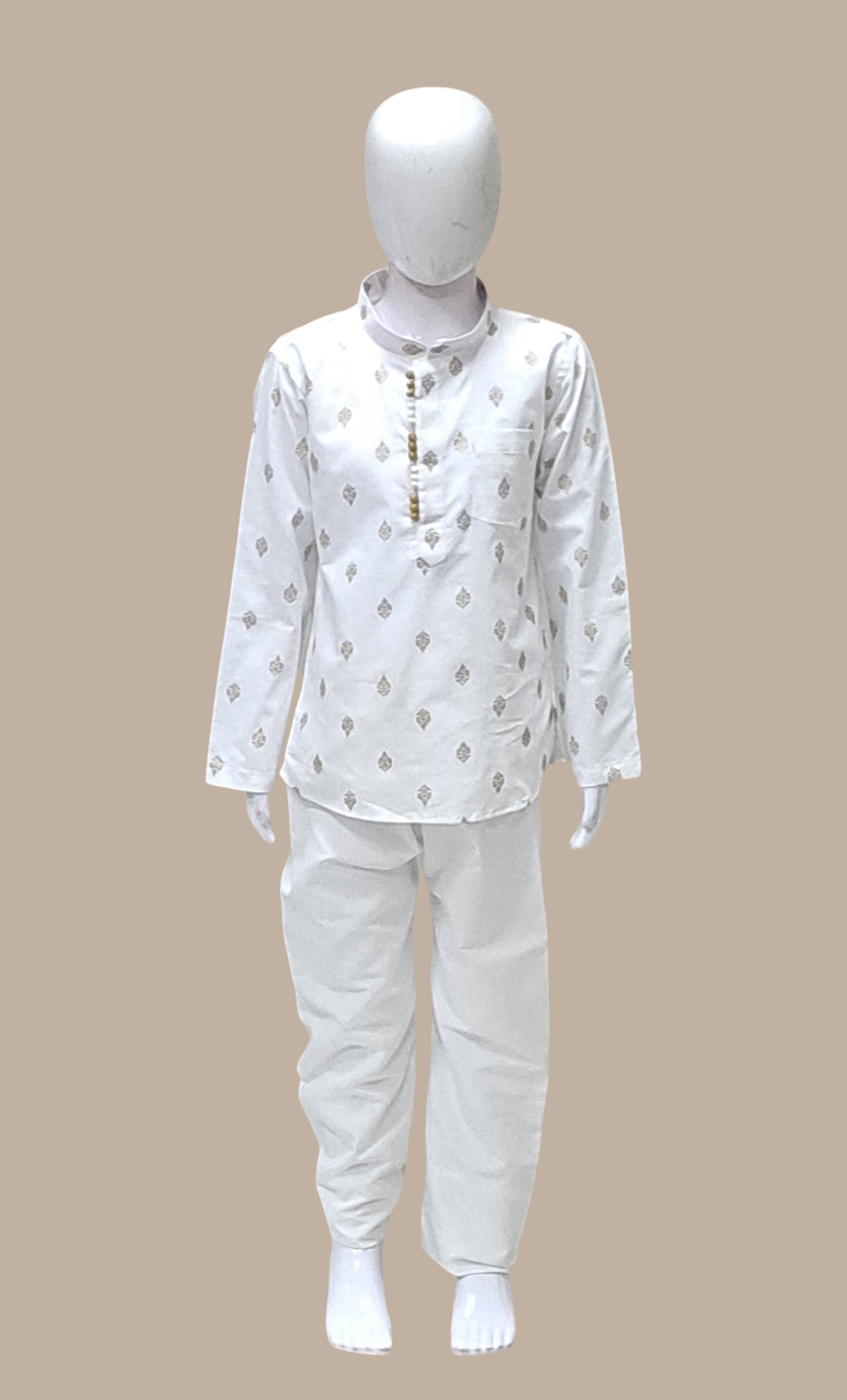 White Printed Kurta Top