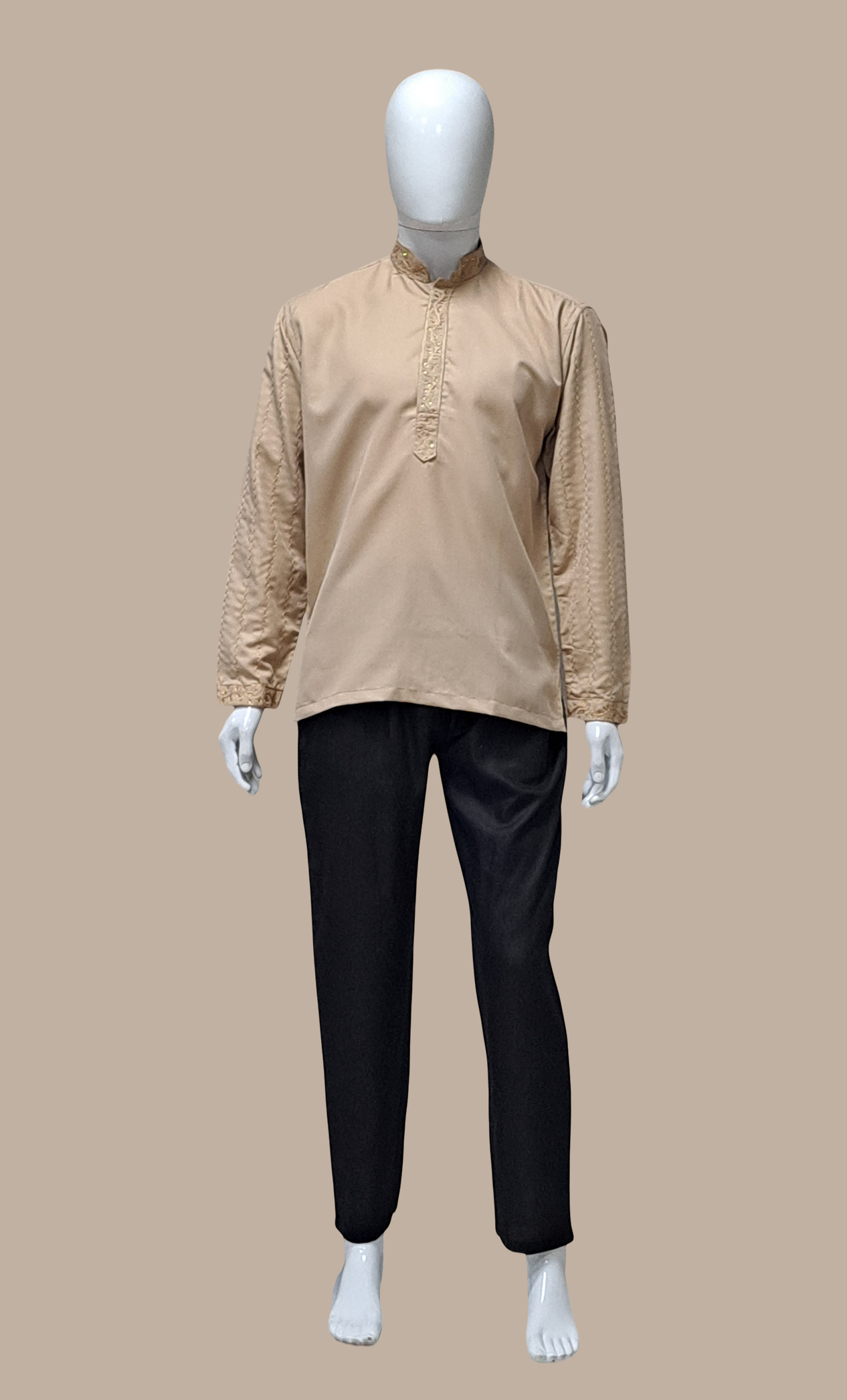 Deep Almond Embroidered Kurta Top