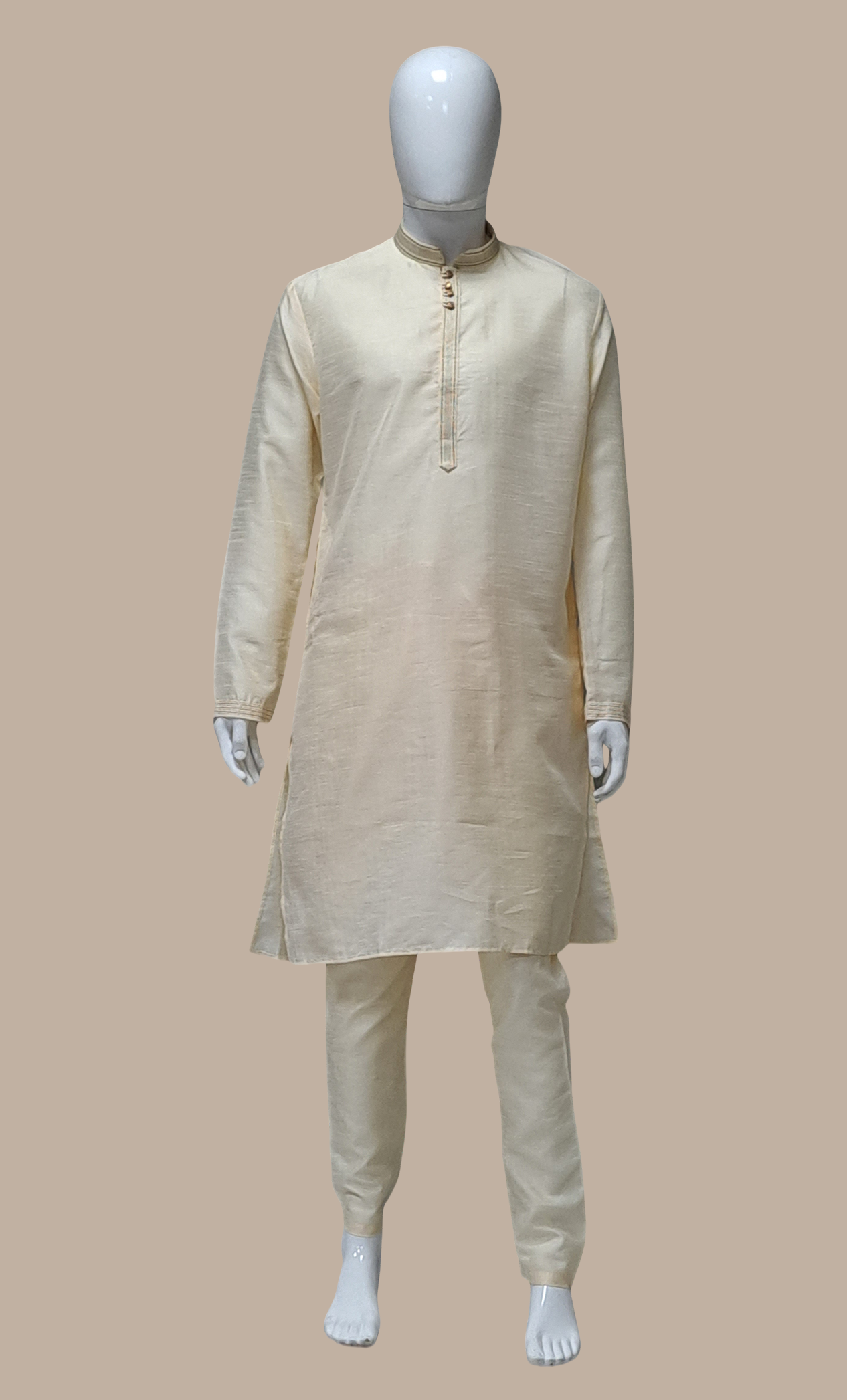 Light Cream Embroidered Kurta Set