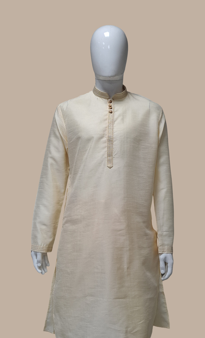 Light Cream Embroidered Kurta Set