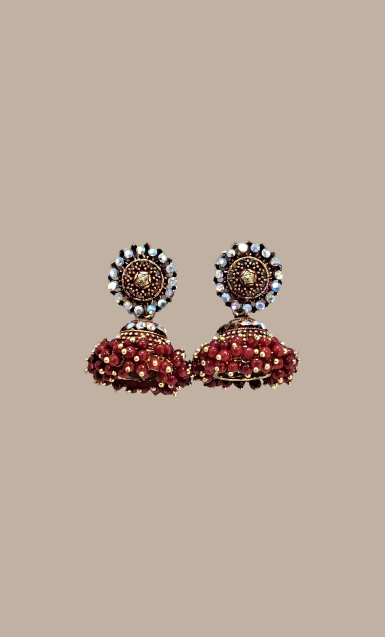 Maroon Jumki Earrings