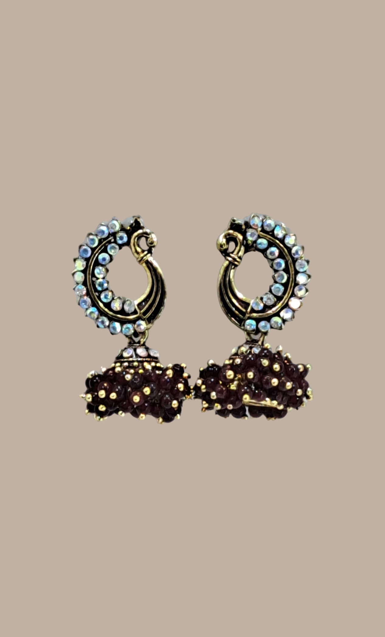 Deep Maroon Jumki Earrings