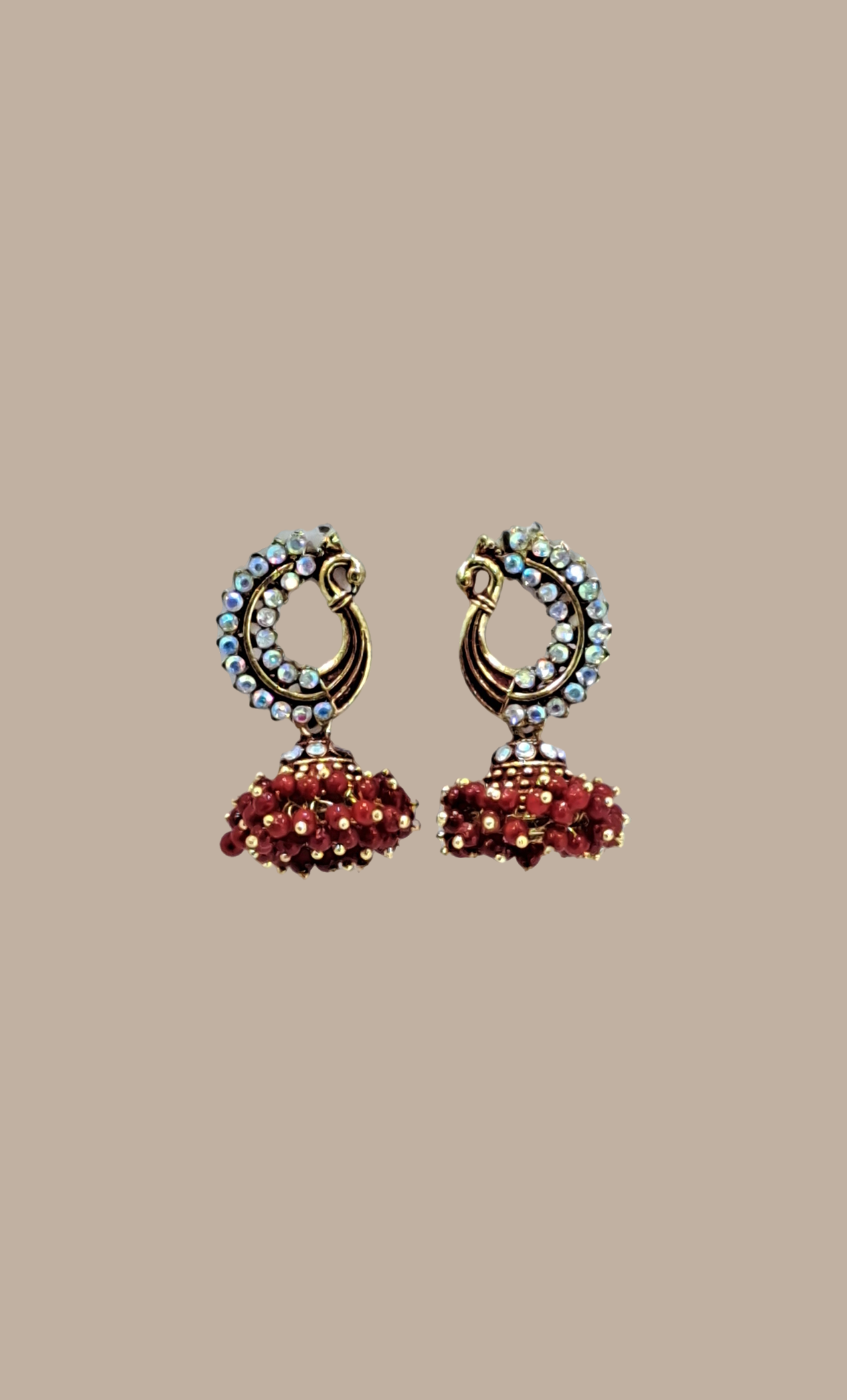 Deep Red Jumki Earrings