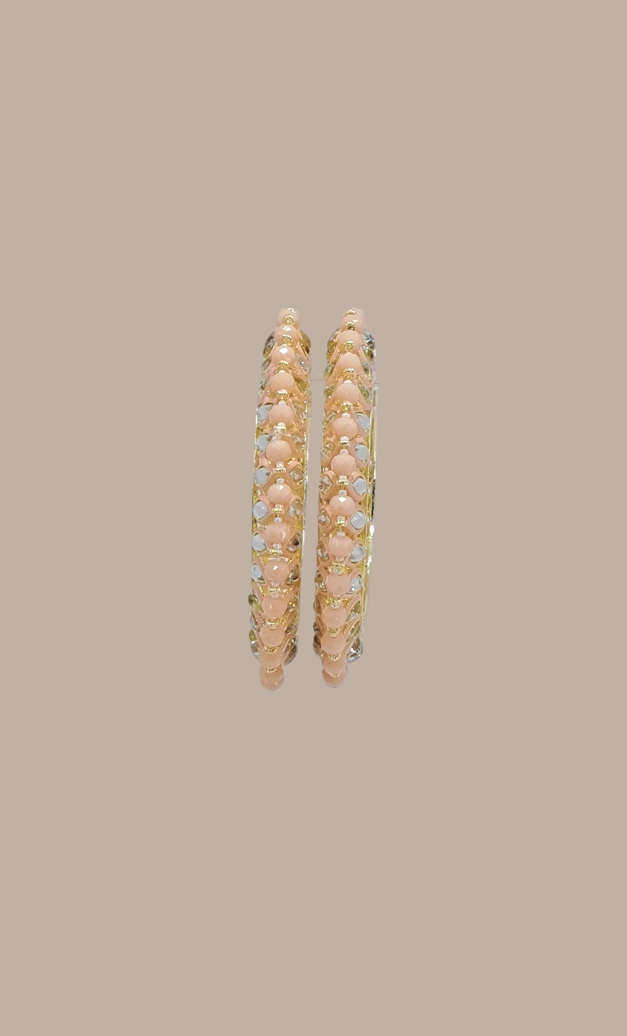 Light Peach Green Stone Work Bangles