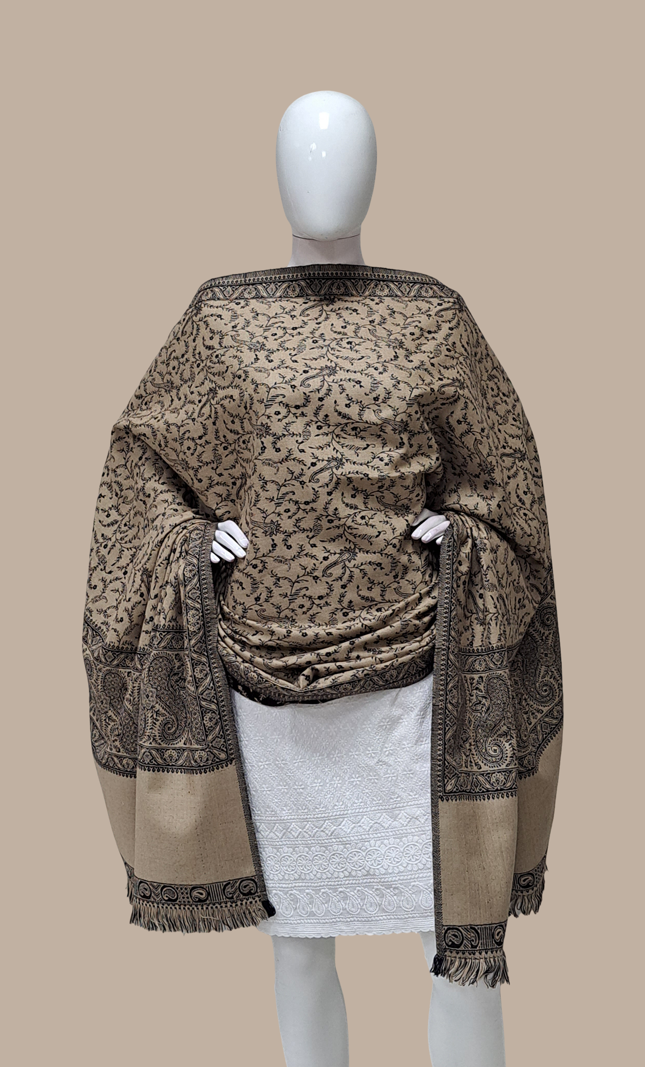 Beige Reversible Woven Shawl