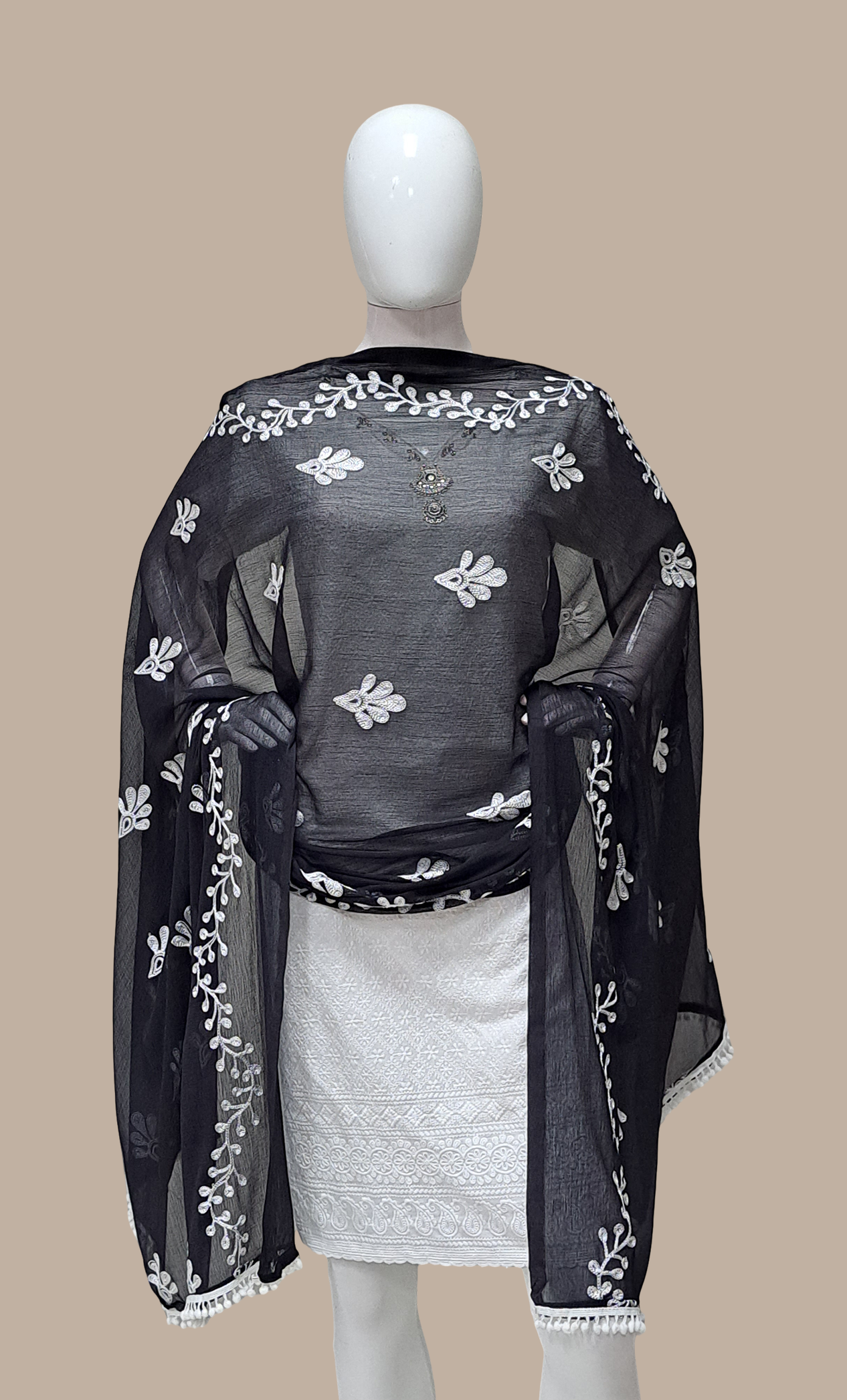 Black Embroidered Dupatta