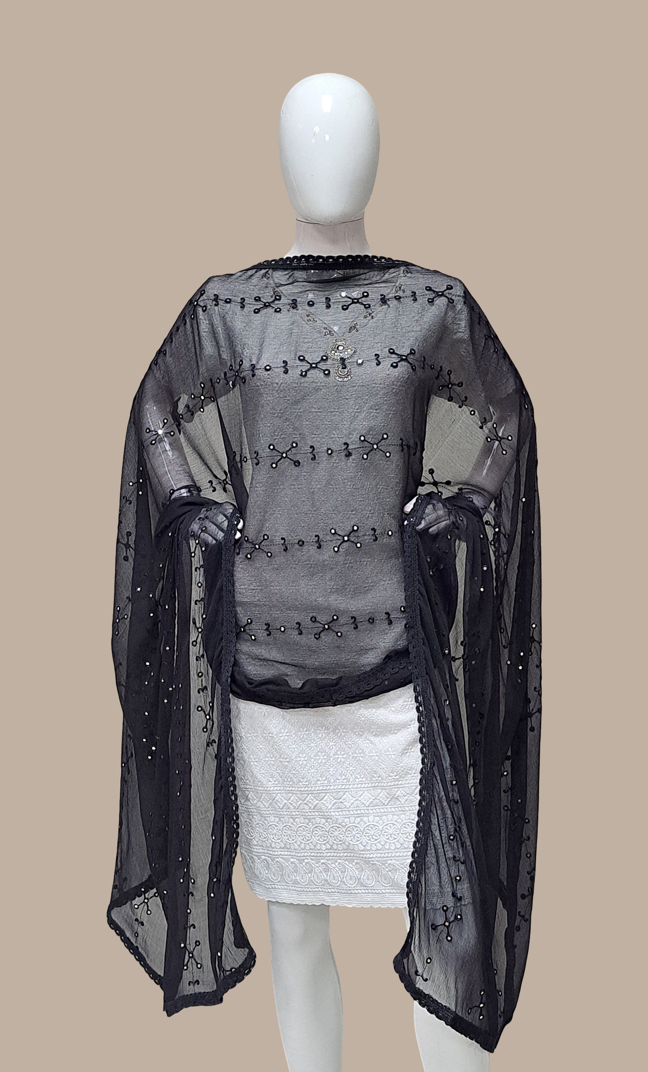 Black Embroidered Dupatta