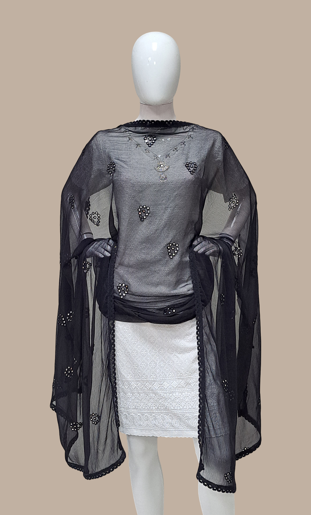 Black Embroidered Dupatta