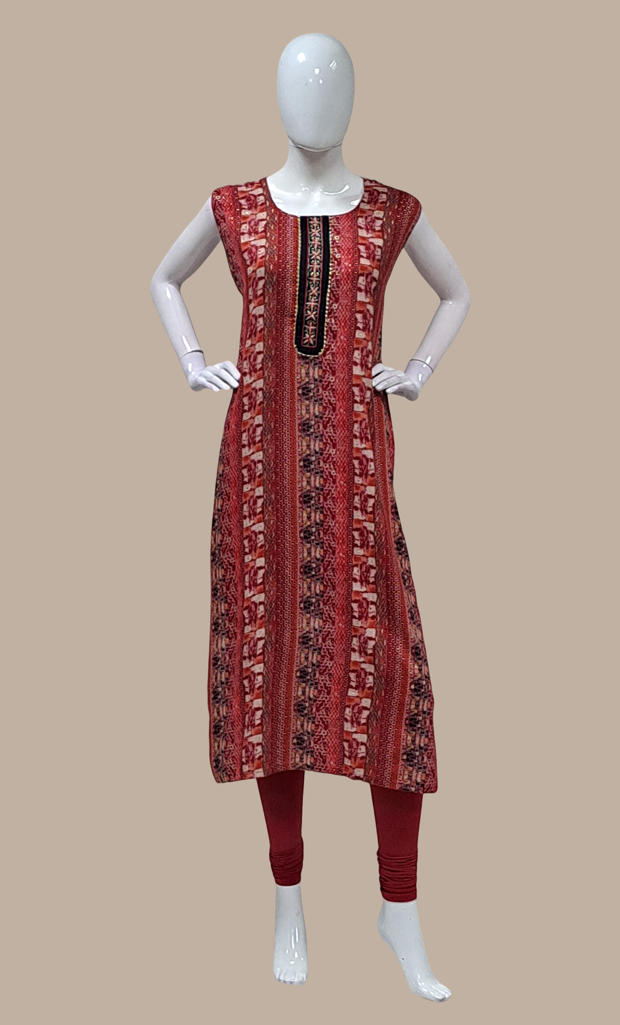 Maroon Printed Kurti Top