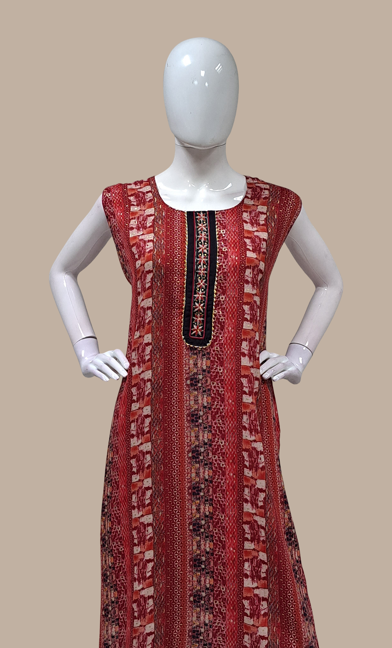 Maroon Printed Kurti Top