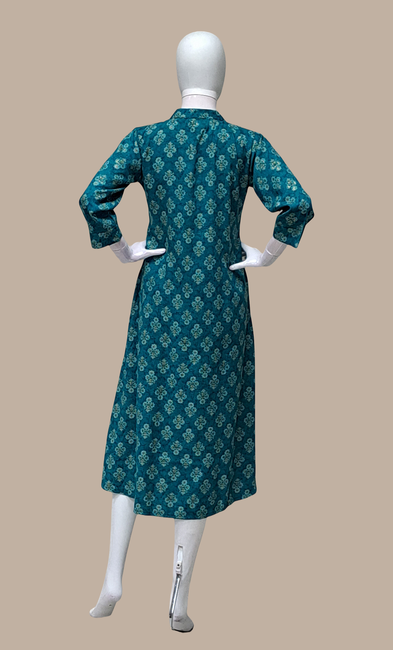 Deep Teal Green Printed Kurti Dress