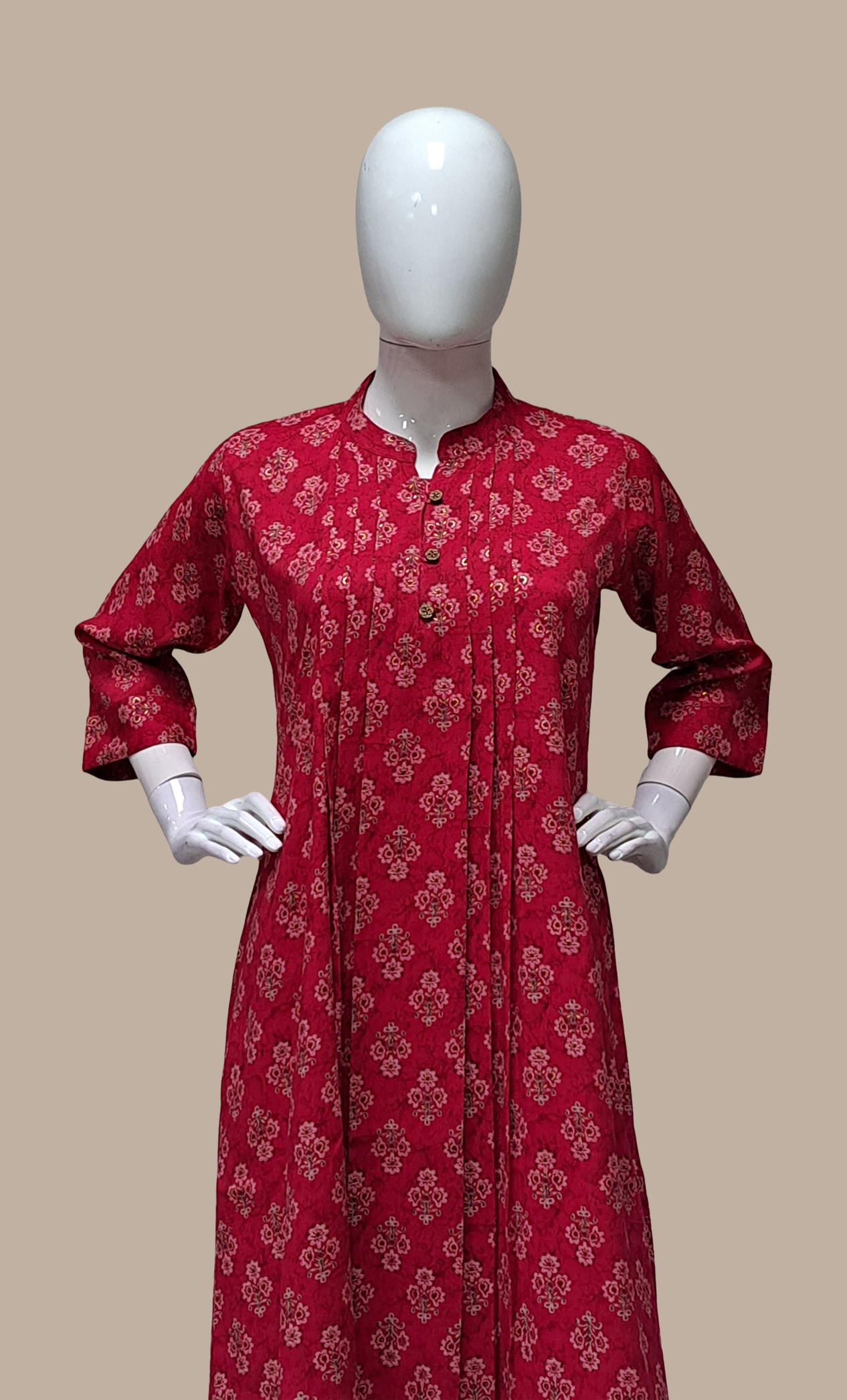 Deep Cerise Printed Kurti Dress