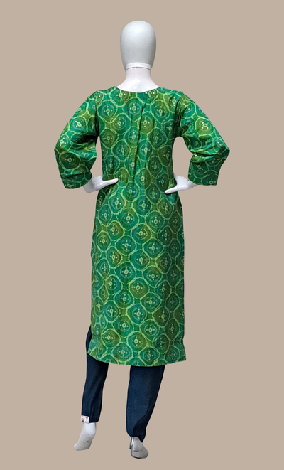 Deep Green Printed Kurti Top & Pants