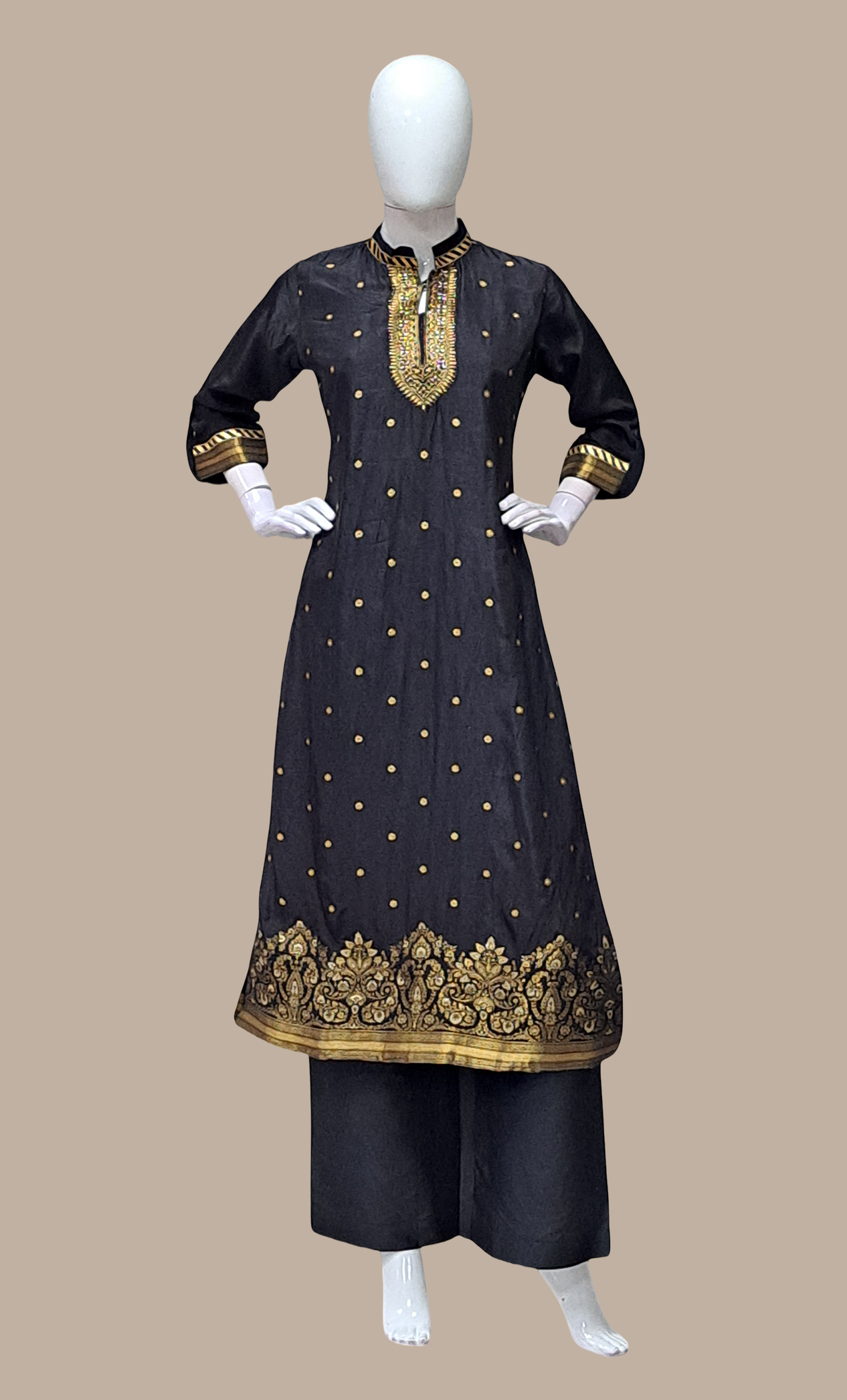 Black Embroidered Kurti Top & Pants