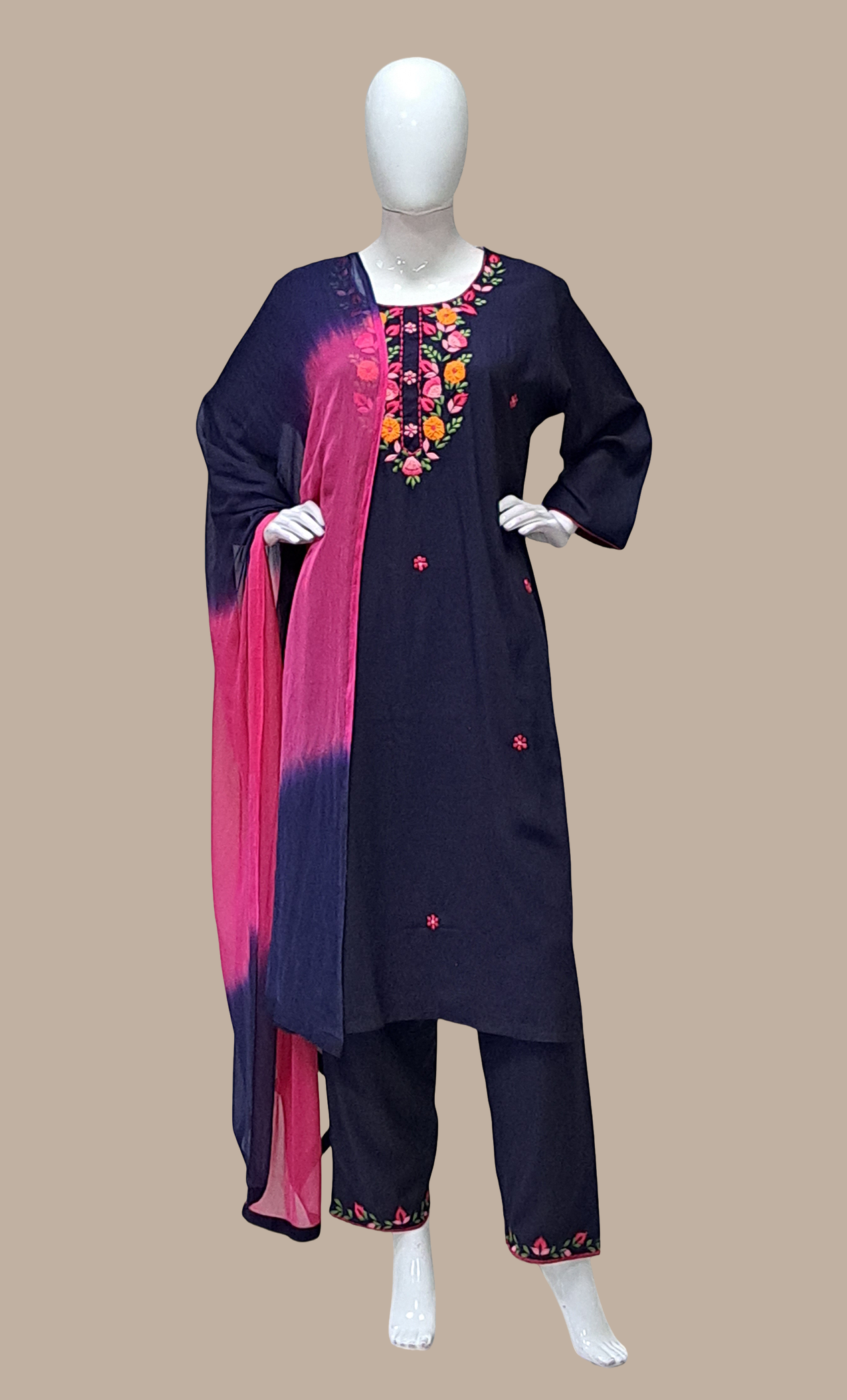 Navy Embroidered Punjabi