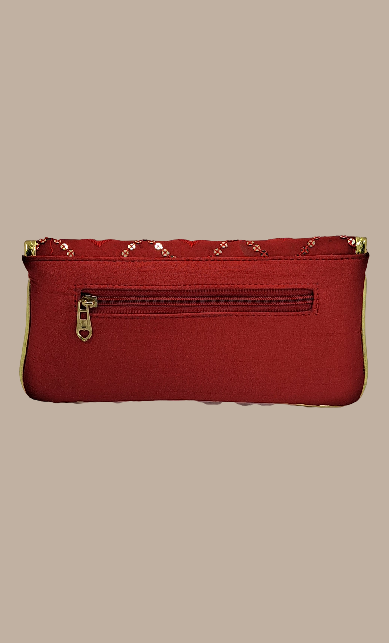 Red Embroidered Clutch