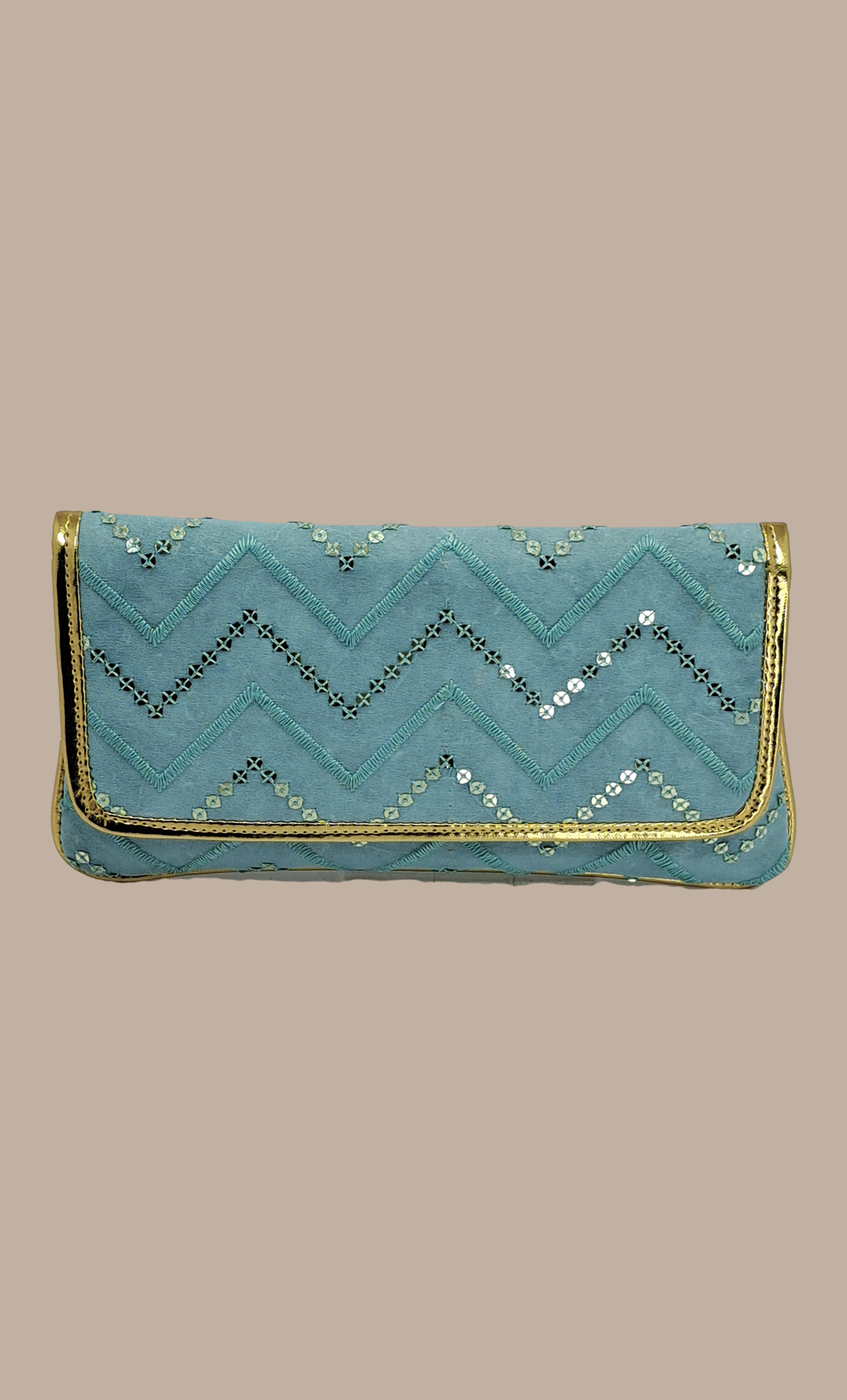 Pale Aqua Embroidered Clutch