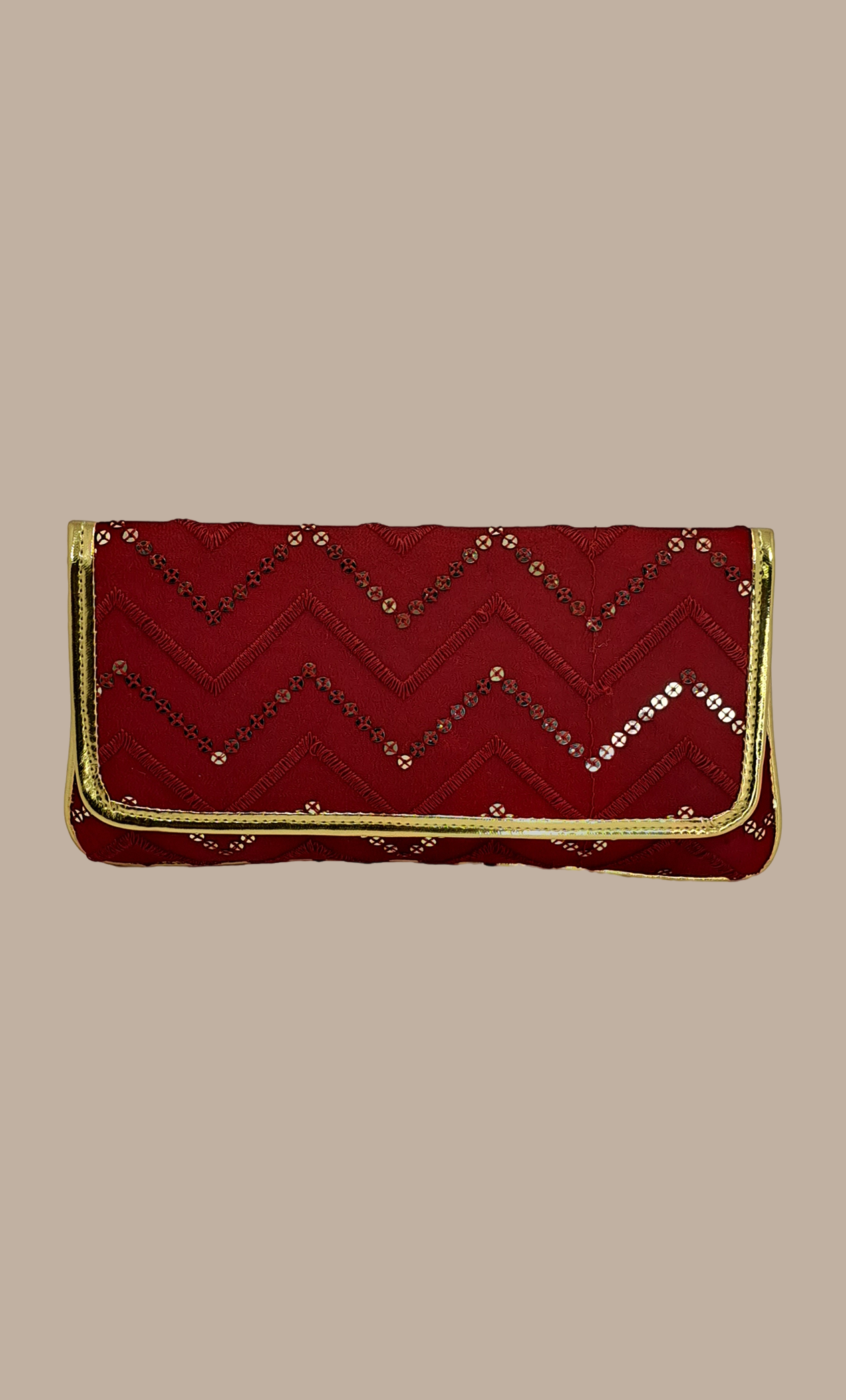 Maroon Embroidered Clutch