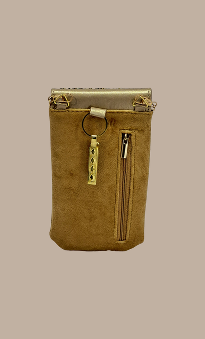 Beige Cell Phone Pouch Bag