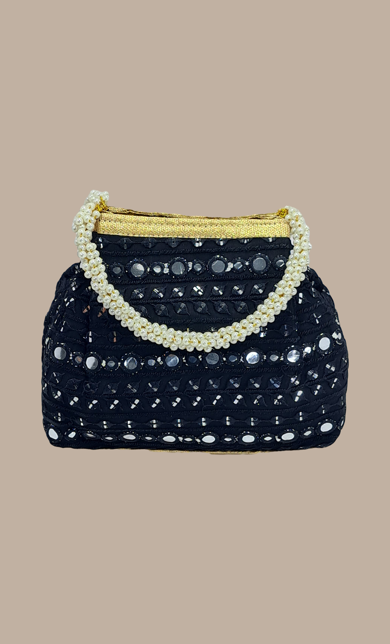 Black Embroidered Handbag