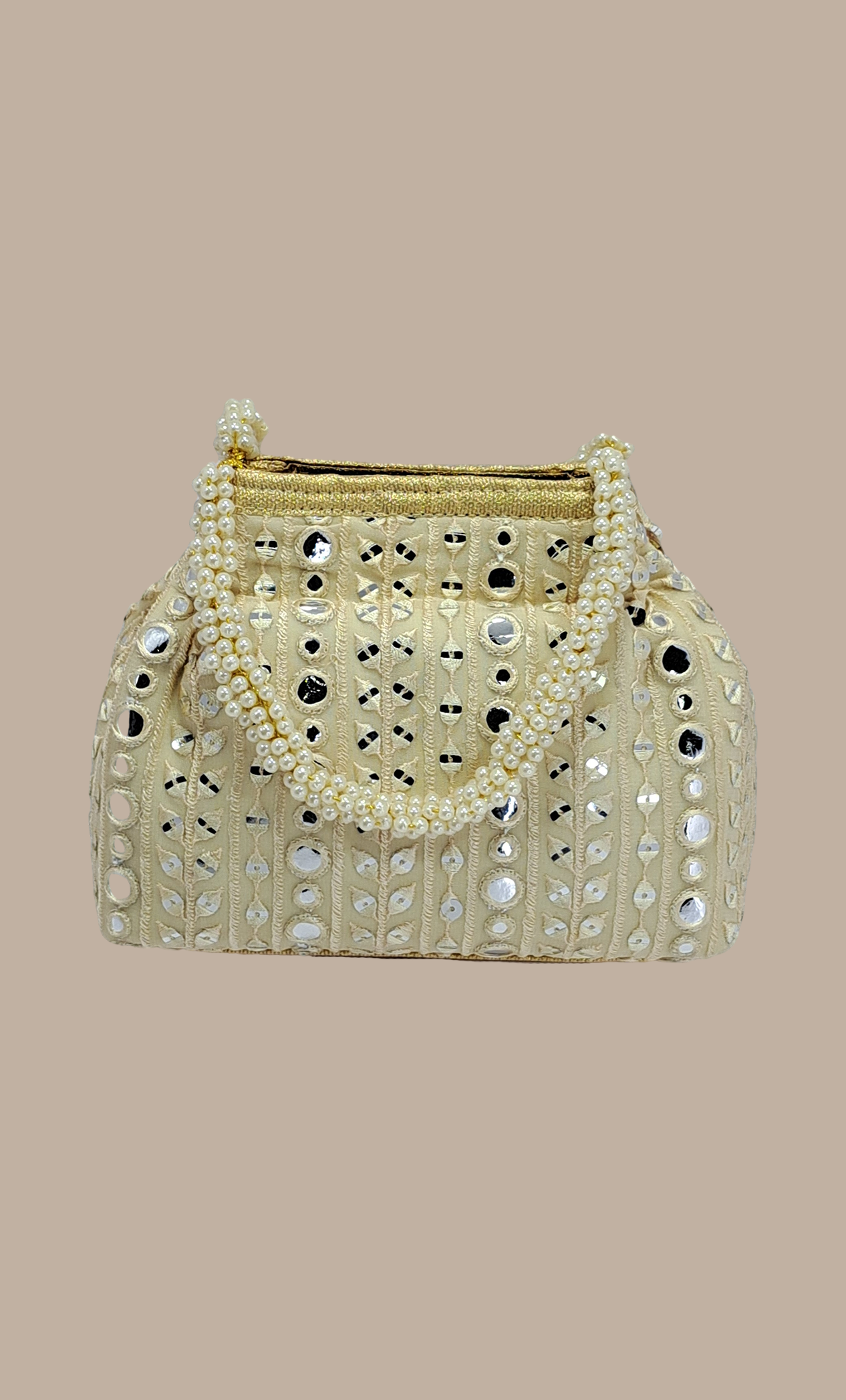 Biscuit Embroidered Handbag