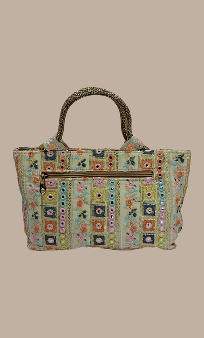 Cream Embroidered Handbag