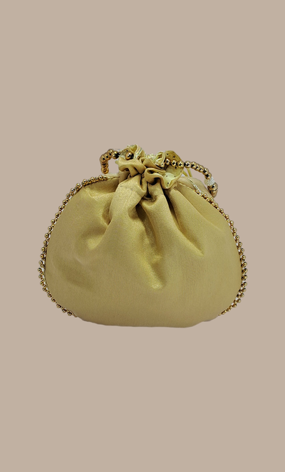 Beige Embroidered Pouch Bag