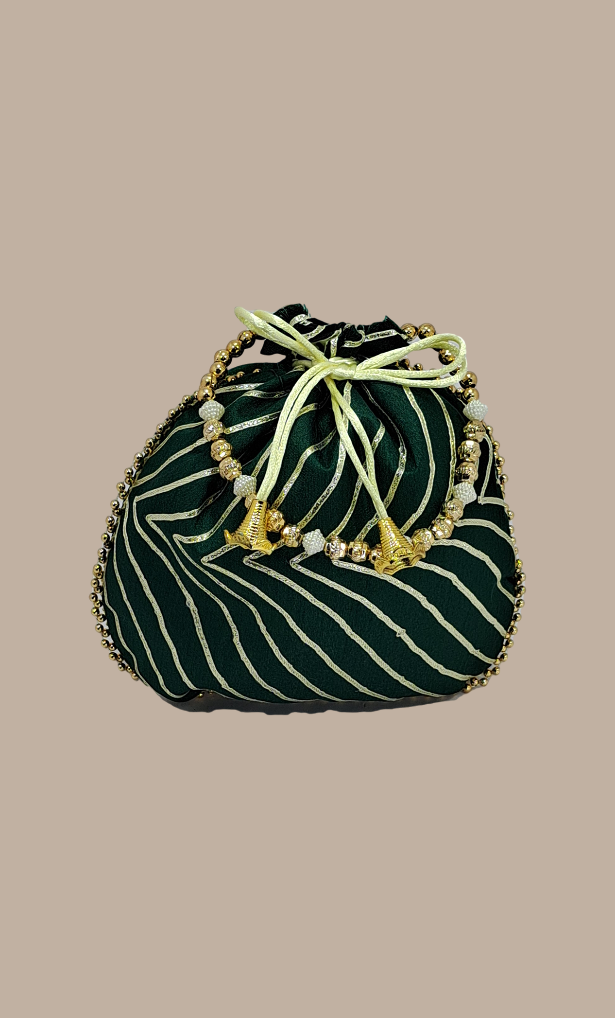 Deep Green Embroidered Pouch Bag