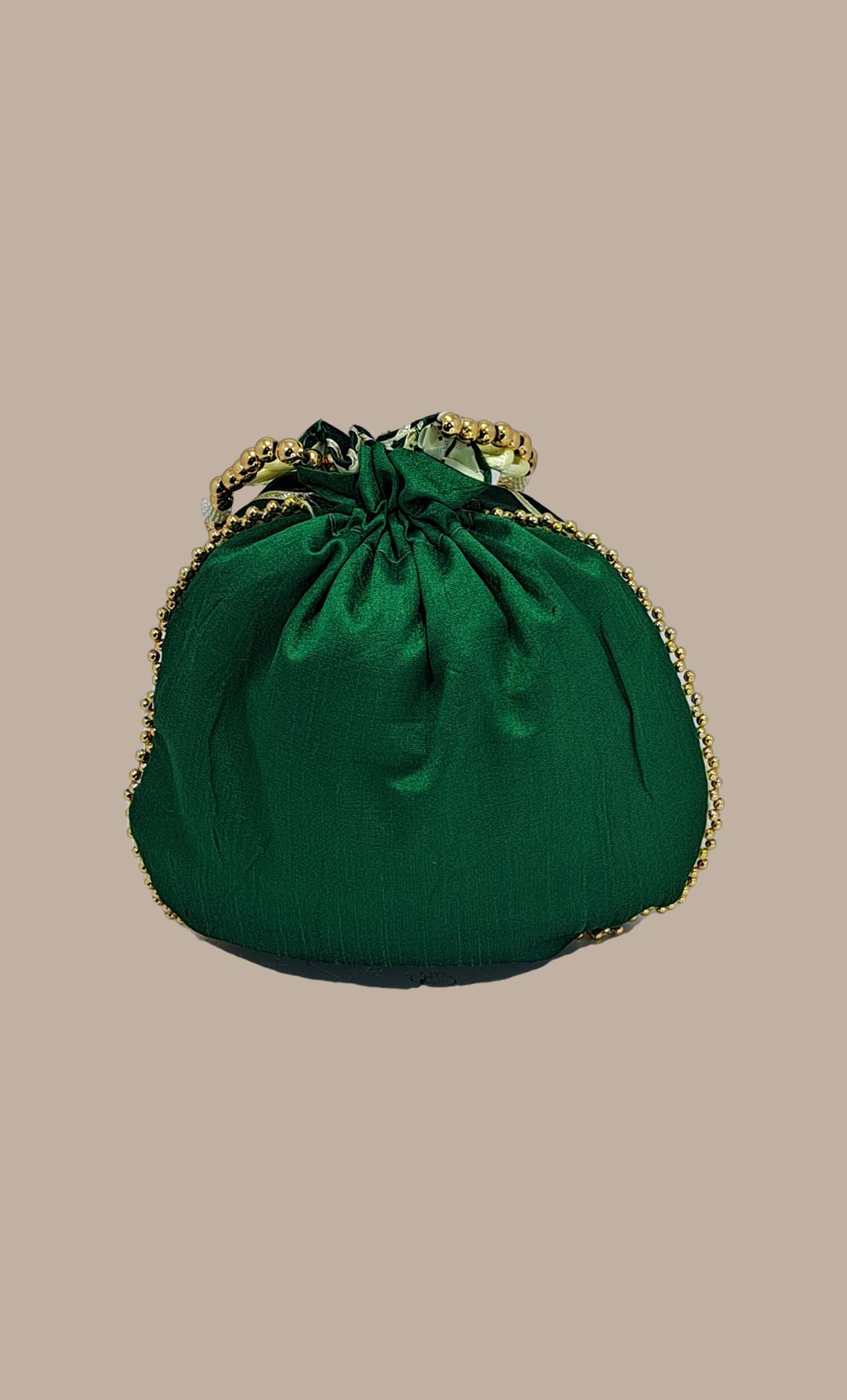 Deep Green Embroidered Pouch Bag