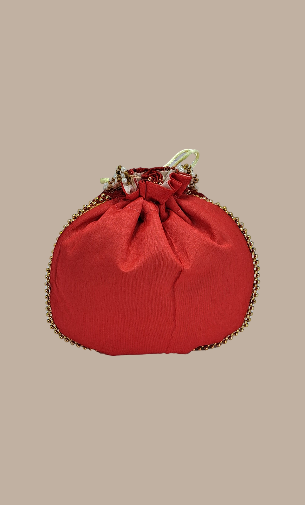 Red Embroidered Pouch Bag