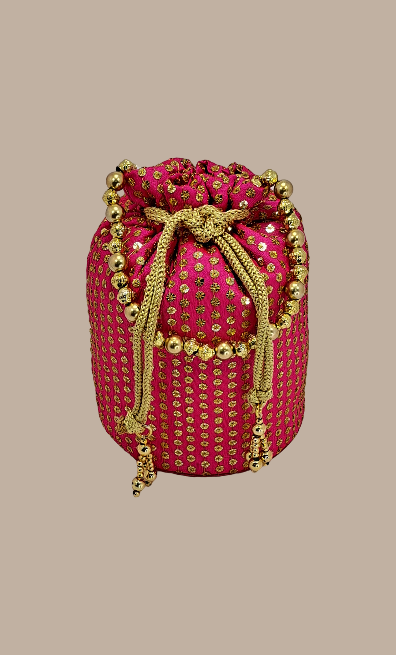 Cerise Embroidered Pouch Bag