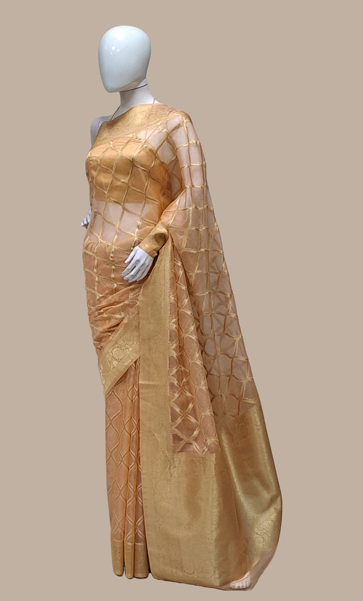 Peach Embroidered Sari