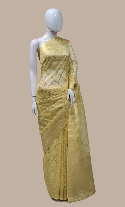 Lemon Embroidered Sari