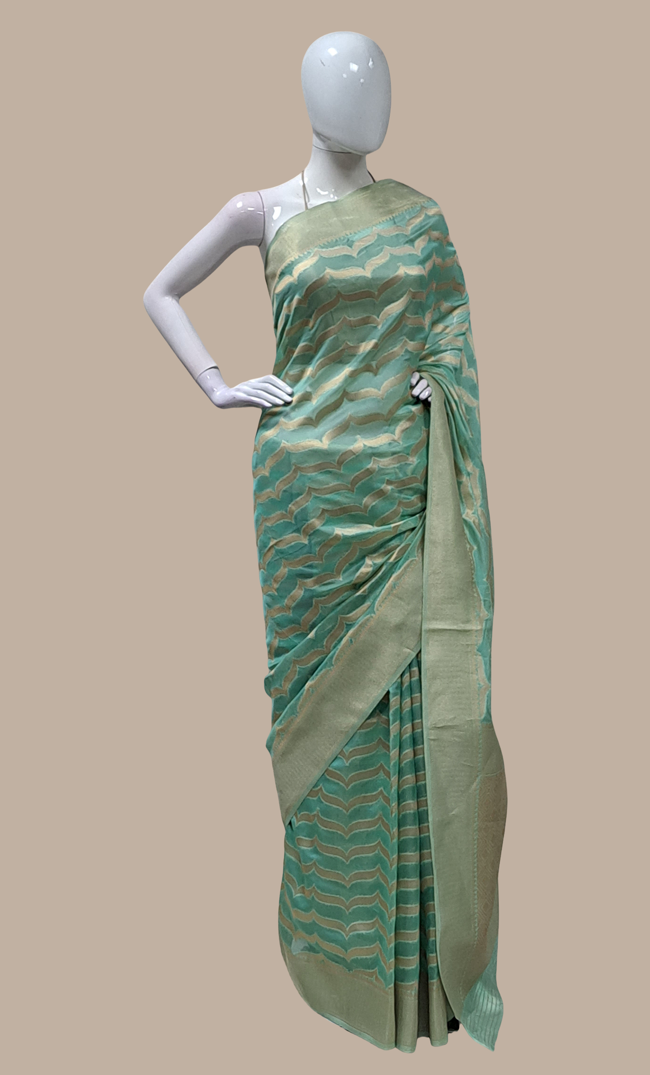 Sea Green Embroidered Sari