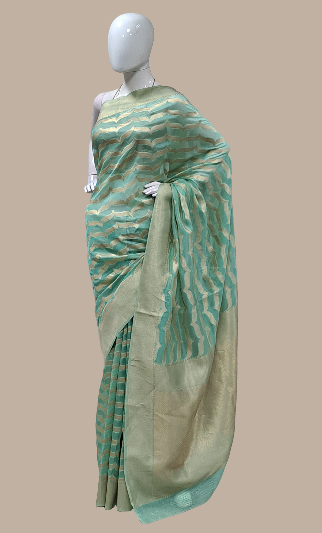 Sea Green Embroidered Sari