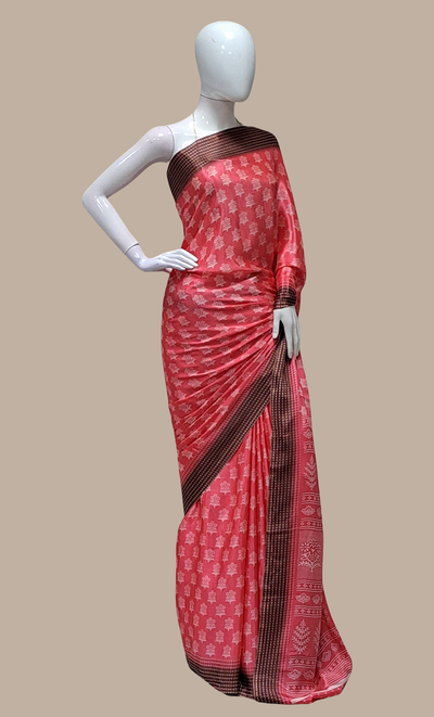 Coral Printed Sari