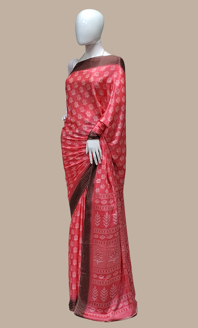 Coral Printed Sari