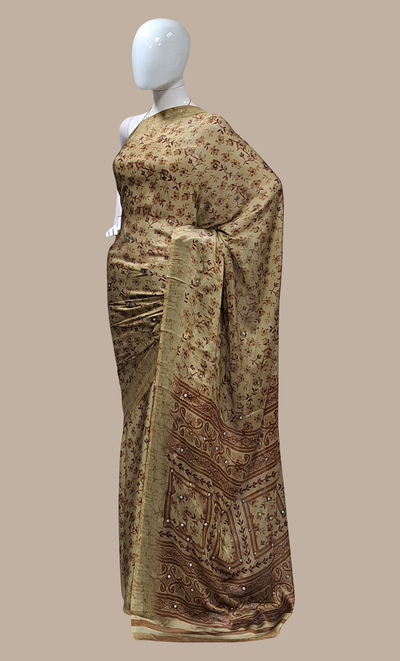 Maroon Printed Sari