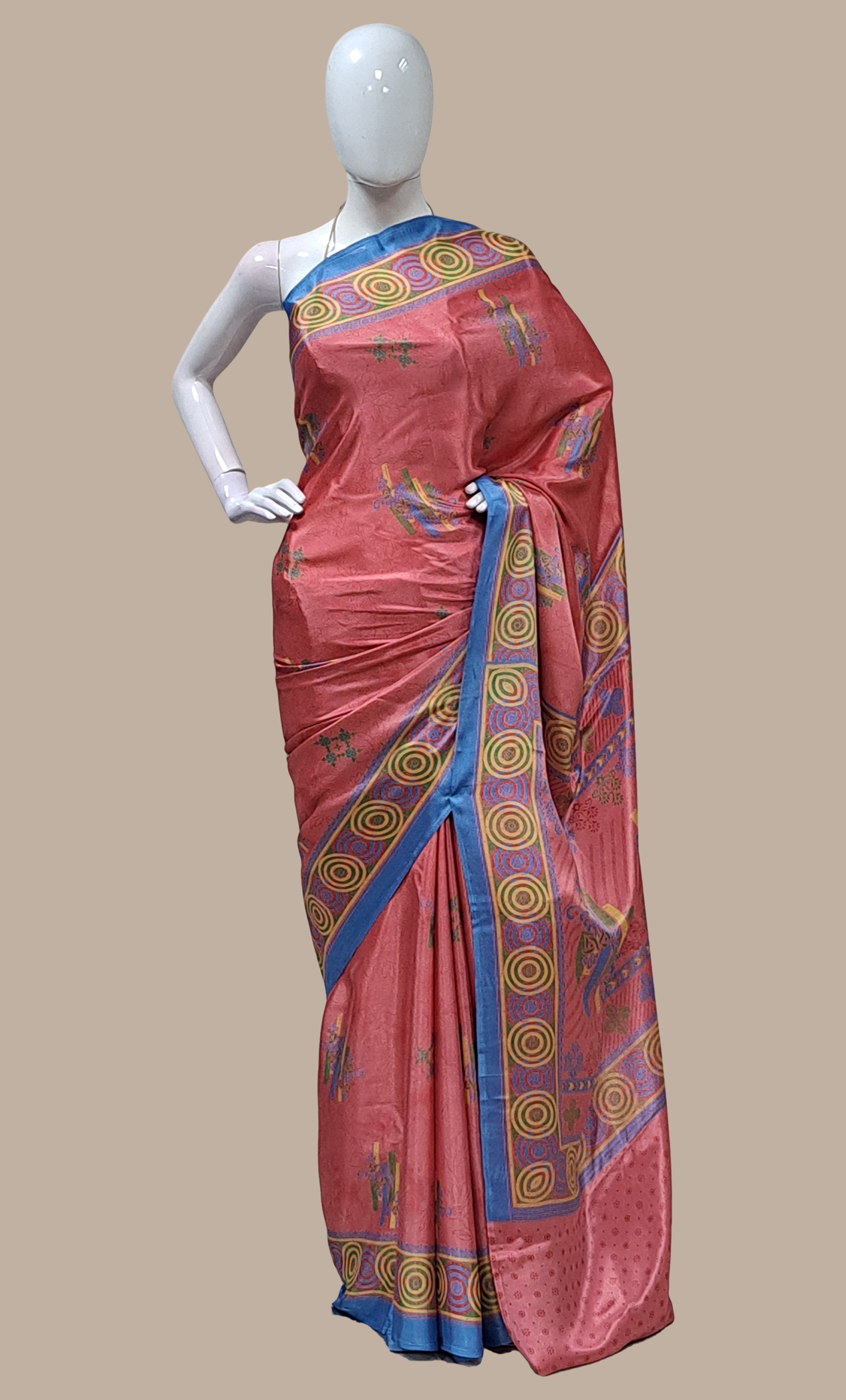 Dark Mink Printed Sari