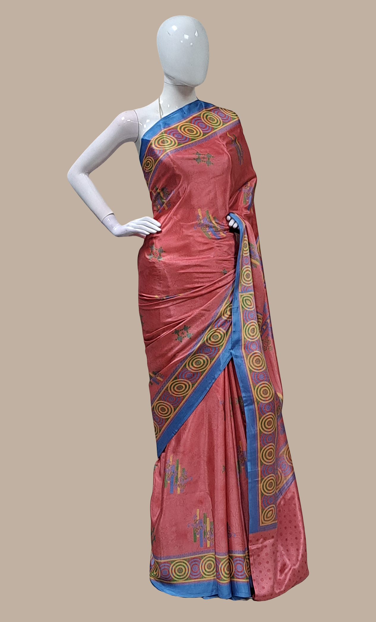 Dark Mink Printed Sari