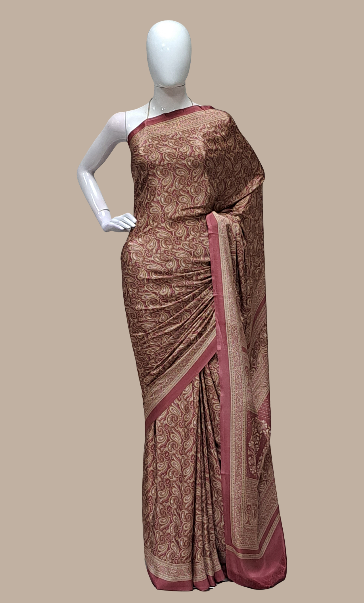 Deep Mink Printed Sari